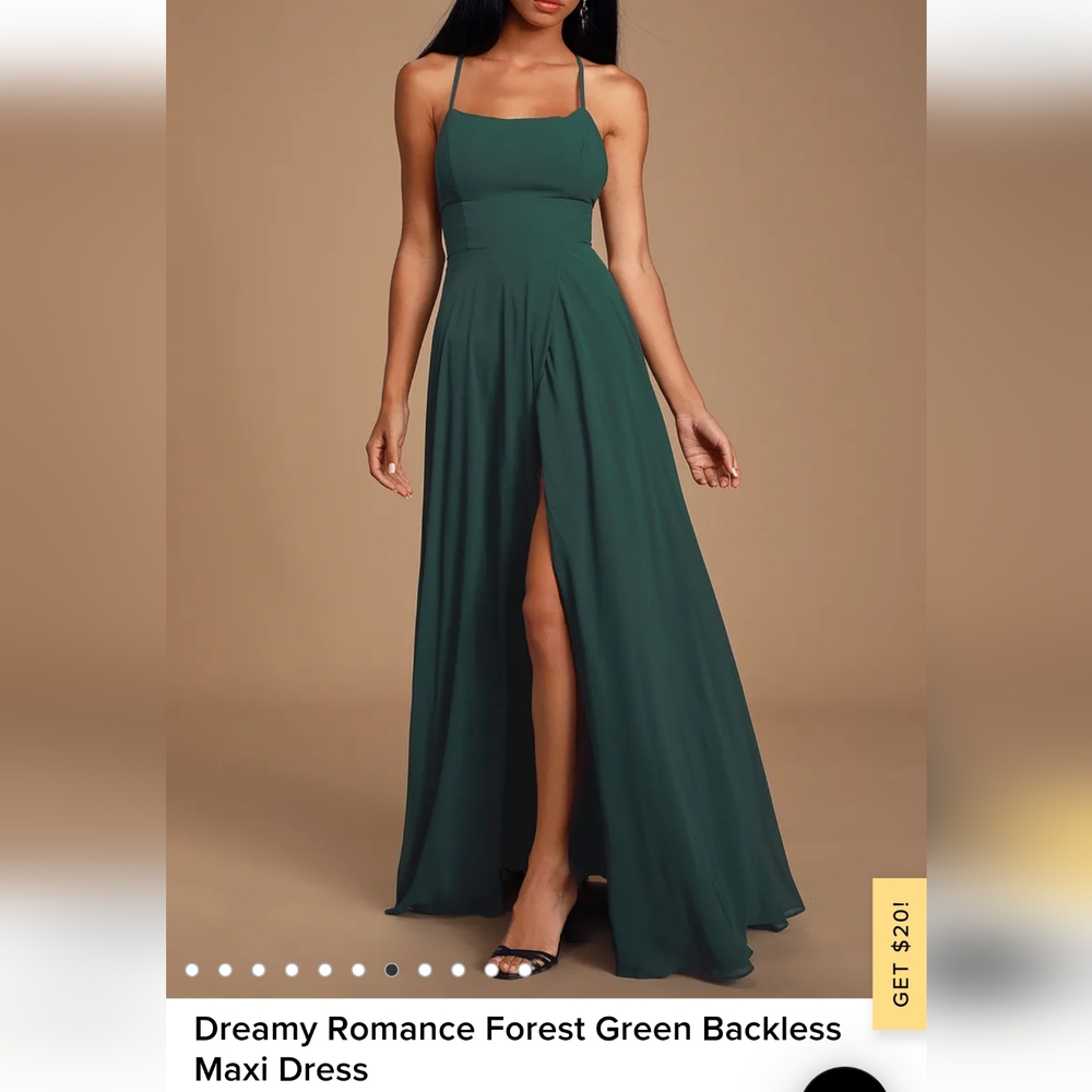 Lulus Dreamy Romance Forest Green Backless Maxi Dress Size M